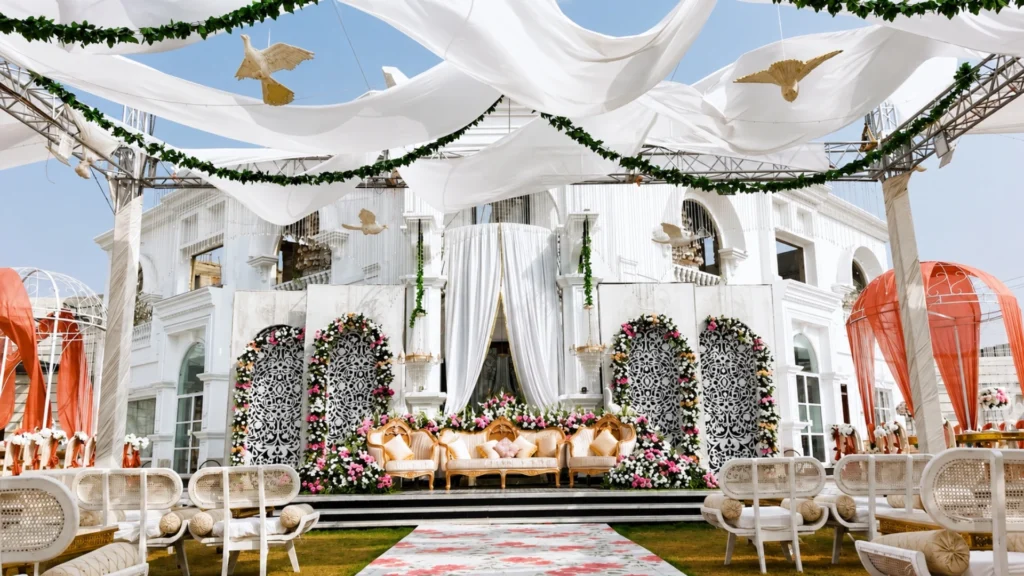 Event decoration and styled tables for a private celebration
